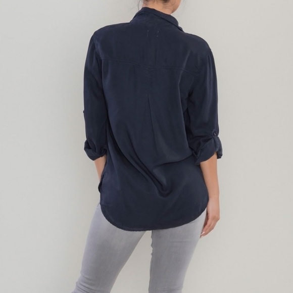 Clear Out🥳Button Up Tencel Shirt - Navy - Picture 5 of 5